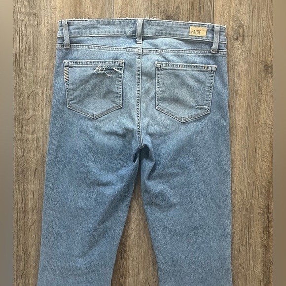 Paige Jeans Womens 28 Miki Straight Denim Raw Hem Distressed Cropped Light Wash - Picture 9 of 11